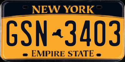 NY license plate GSN3403
