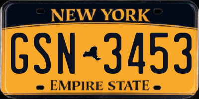 NY license plate GSN3453