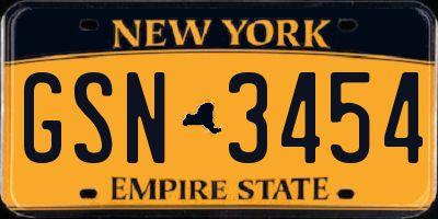 NY license plate GSN3454