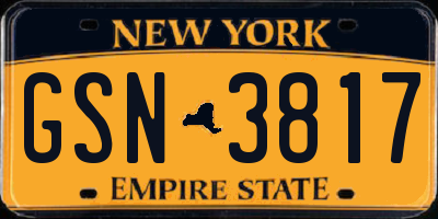 NY license plate GSN3817
