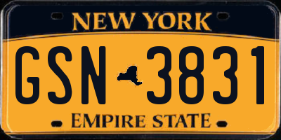 NY license plate GSN3831