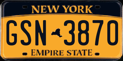 NY license plate GSN3870