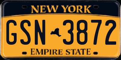 NY license plate GSN3872