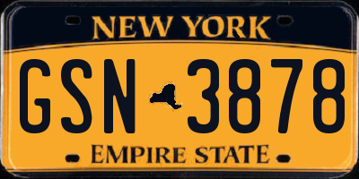NY license plate GSN3878