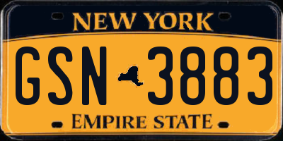 NY license plate GSN3883