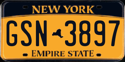 NY license plate GSN3897
