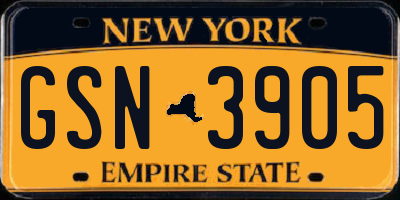 NY license plate GSN3905