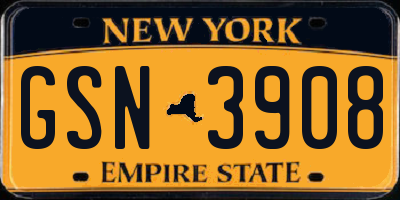 NY license plate GSN3908