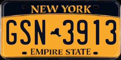 NY license plate GSN3913