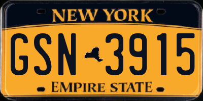 NY license plate GSN3915