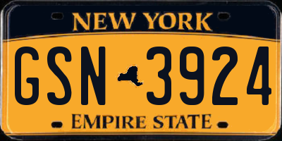 NY license plate GSN3924