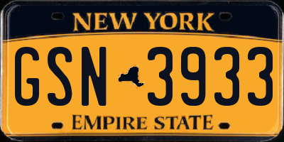 NY license plate GSN3933