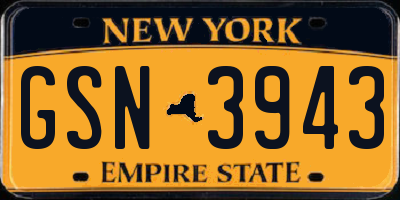 NY license plate GSN3943