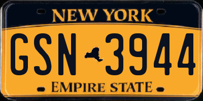 NY license plate GSN3944