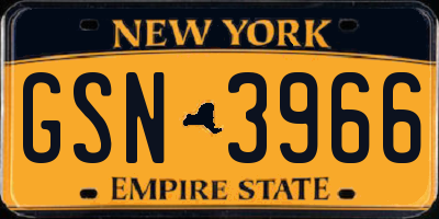 NY license plate GSN3966