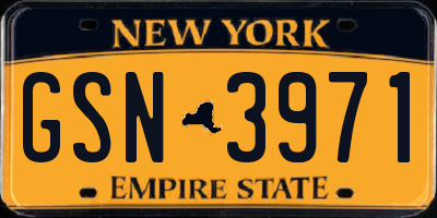 NY license plate GSN3971