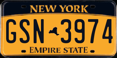 NY license plate GSN3974