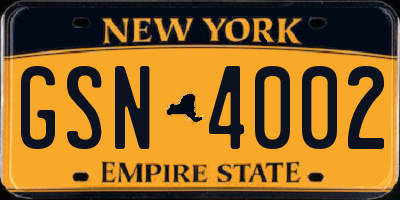 NY license plate GSN4002