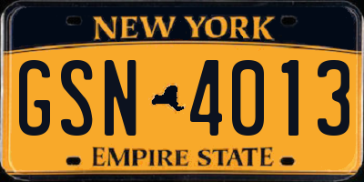 NY license plate GSN4013