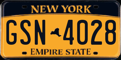 NY license plate GSN4028