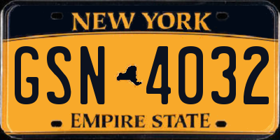 NY license plate GSN4032