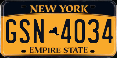 NY license plate GSN4034