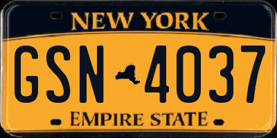 NY license plate GSN4037