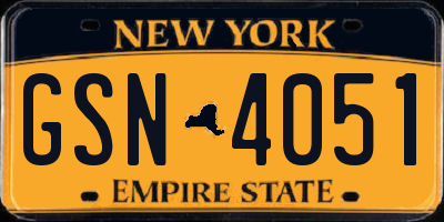 NY license plate GSN4051
