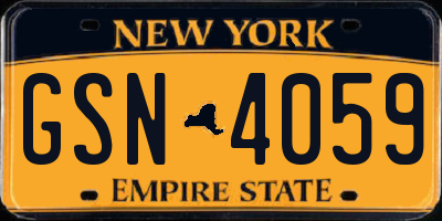 NY license plate GSN4059