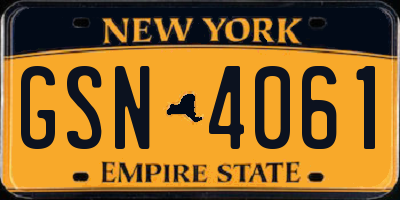 NY license plate GSN4061