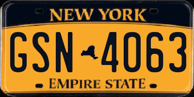NY license plate GSN4063