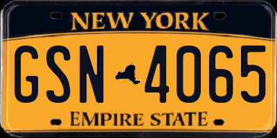 NY license plate GSN4065