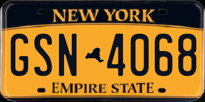 NY license plate GSN4068