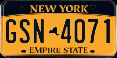 NY license plate GSN4071