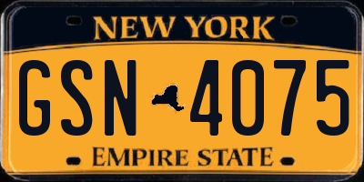 NY license plate GSN4075
