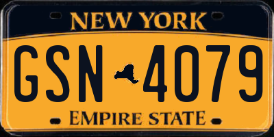 NY license plate GSN4079