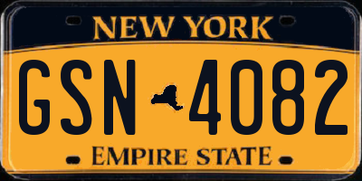 NY license plate GSN4082