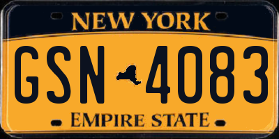 NY license plate GSN4083