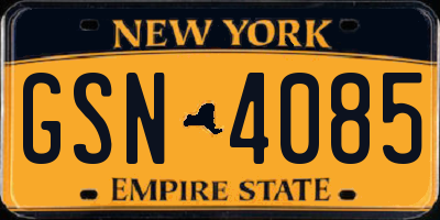 NY license plate GSN4085