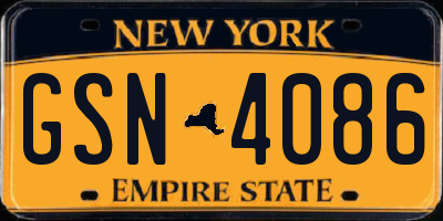 NY license plate GSN4086