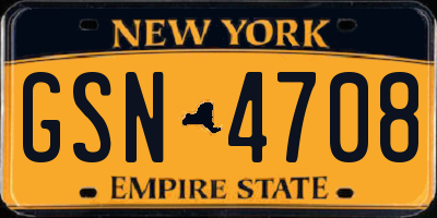 NY license plate GSN4708