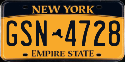 NY license plate GSN4728