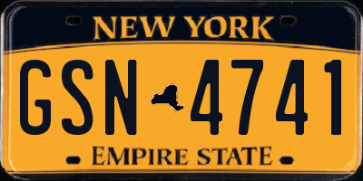 NY license plate GSN4741