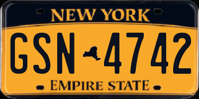 NY license plate GSN4742