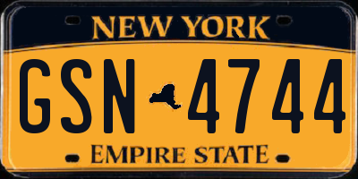 NY license plate GSN4744