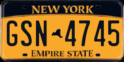 NY license plate GSN4745