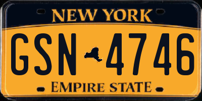 NY license plate GSN4746