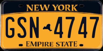 NY license plate GSN4747