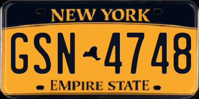 NY license plate GSN4748