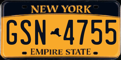NY license plate GSN4755